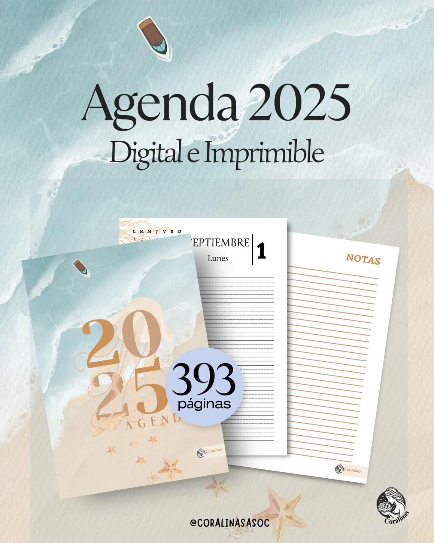 Medusa Agenda 2025 | Digital and Printable | Marine Theme Planner with Fauna and Flora of the Sea | Ideal for Personal Organization