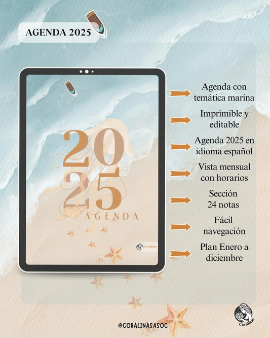 Medusa Agenda 2025 | Digital and Printable | Marine Theme Planner with Fauna and Flora of the Sea | Ideal for Personal Organization